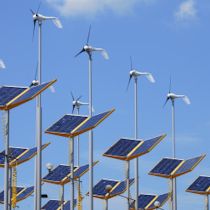 wind turbines and solar arrays